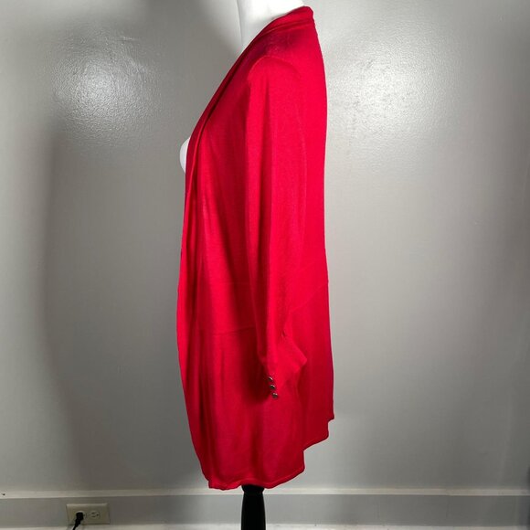 Premise Studio Red Shawl Neck Open Front 3/4 Sleeve Cardigan Sweater S - Picture 7 of 12